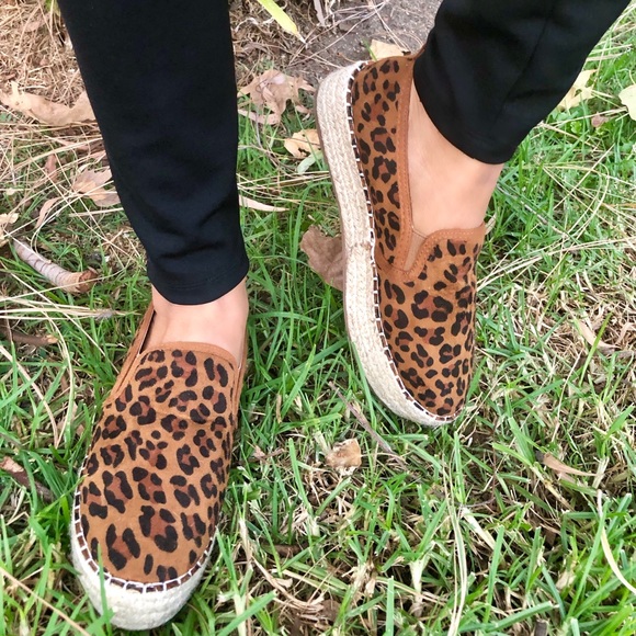 Vegan Leopard Animal Print Platform Espadrilles - Picture 5 of 6